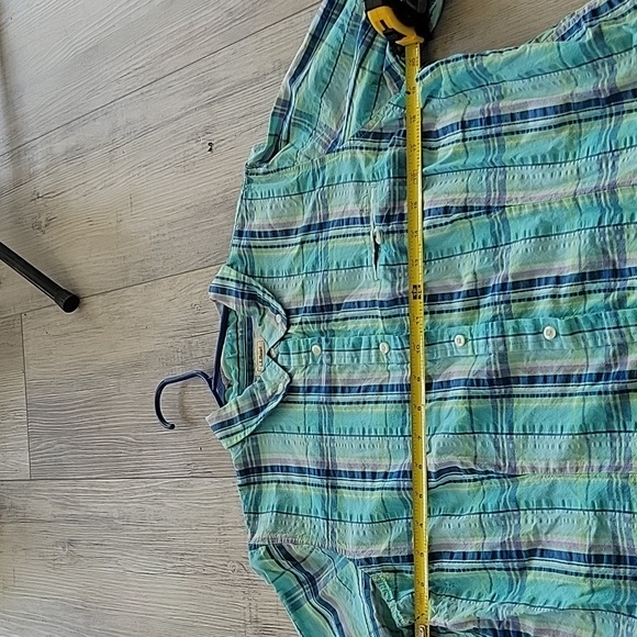 L.L.bean plaid striped blue long sleeve button-up shirt size L - Picture 3 of 4